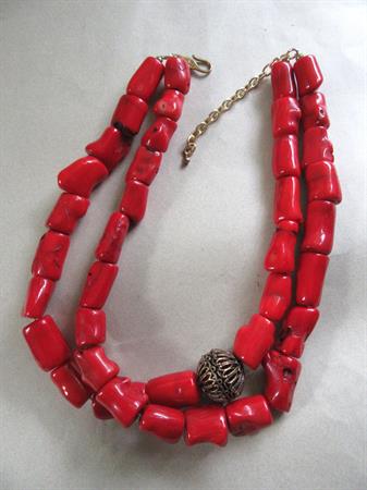 Barse Genuine Red Bamboo Dyed Coral Necklace Tropical Cruise Wear