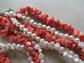 Genuine Coral and Freshwater Pearl Multi Strand Necklace Sterling Silver Clasp Tropical Beach Cruise Wear Fine Jewelry