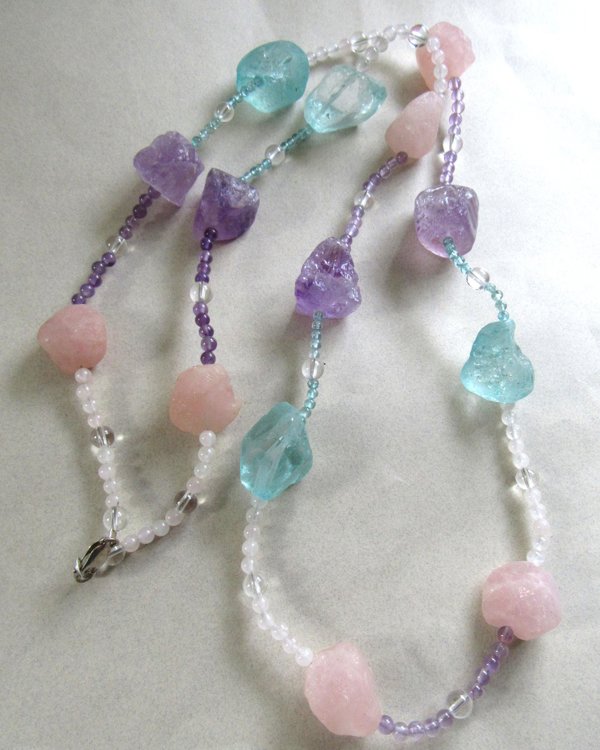 Genuine Gemstone Nugget Necklace Sterling Clasp Fine Jewelry