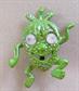 Anthropomorphic Google Eyes Strawberry Pin  Iridescent Green Googly Vintage Costume Jewelry Figural Fruit