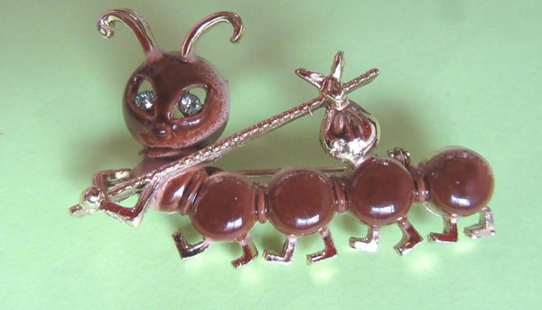 Vintage Anthropomorphic Caterpillar Pin 
