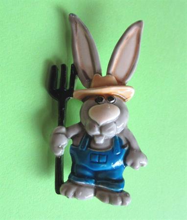 Anthropomorphic JJ Farmer Bunny Pin Rabbit Bunnies Farming Garden Figural Costume Jewelry