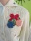 1950's Appliqued Petite Sweater Adele Tag 100% Dupont Orlan Acrylic Never Worn Old Stock Vintage Clothing Cardigan