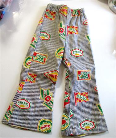 Vintage 1970's Childs Bellbottom Pants Old Stock Never Worn Car Theme Health-Tex Dungarees Jeans