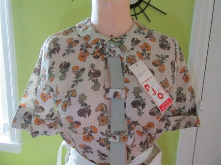 Early 1960's Floral Blouse  Button Down Back Never Worn Old Stock with Tag PLO Dacron and Cotton Ladies  Vntage Clothing 