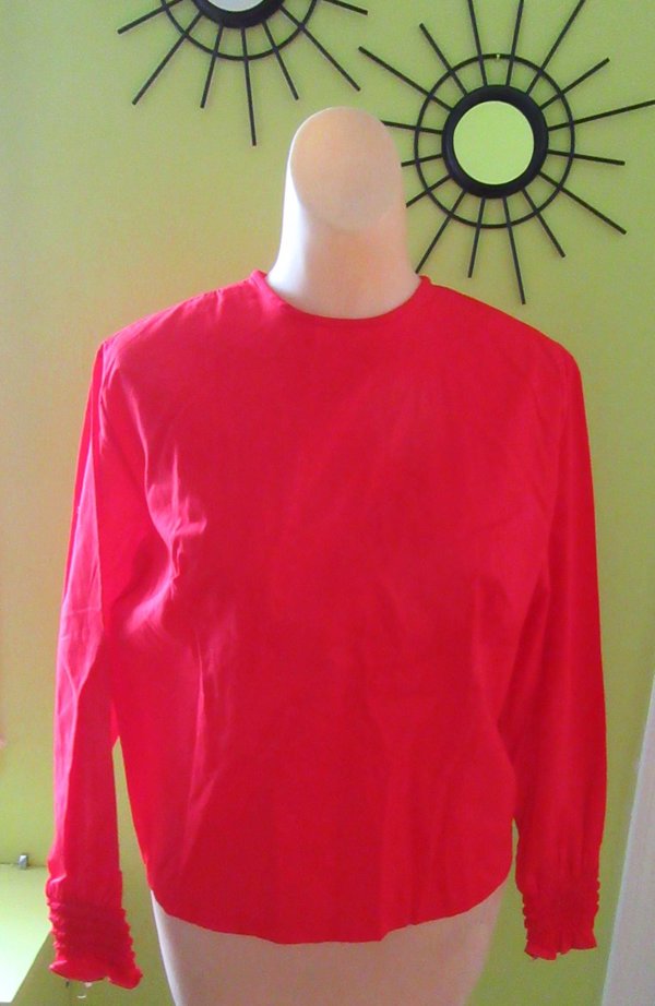 Ladies Vintage Red Cotton Blouse Never Worn 