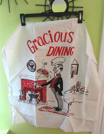 Vintage Cotton Barbecue Bib Apron Gracious Dining  BBQ Grilling Cooking Picnic Accessories 