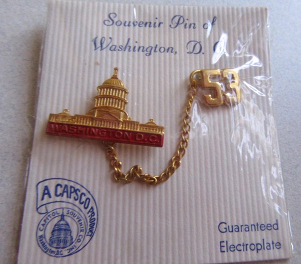Vintage 1953 Washington DC White House Souvenir Chatelain Pin Sealed