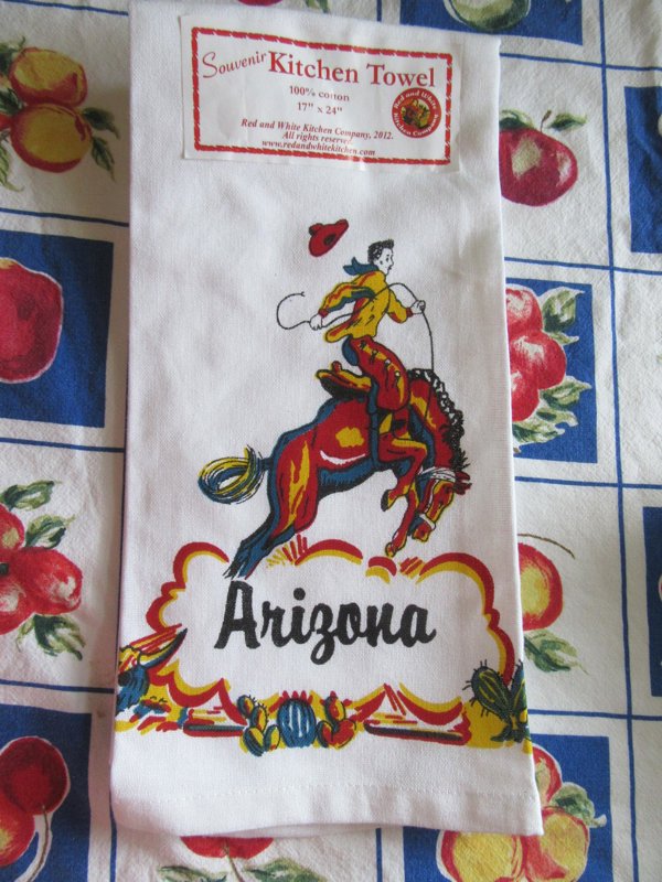 Retro State Cotton Tea Towel YOUR CHOICE Texas South Dakota Arizona Wyoming