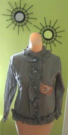 1960's Blouse Black and White Checks 100% Cotton Jolene Fashions Original Tags '60's Vintage Clothing