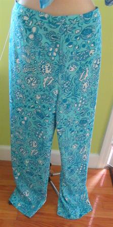 Lilly Pulitzer Blue Flaired Pants Fish Nautical Seashells Ladies Vintage Clothing Sportswear