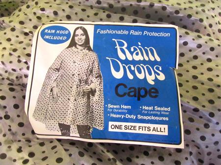 Vintage Mod Rain Cape Matching Hood Never Worn 