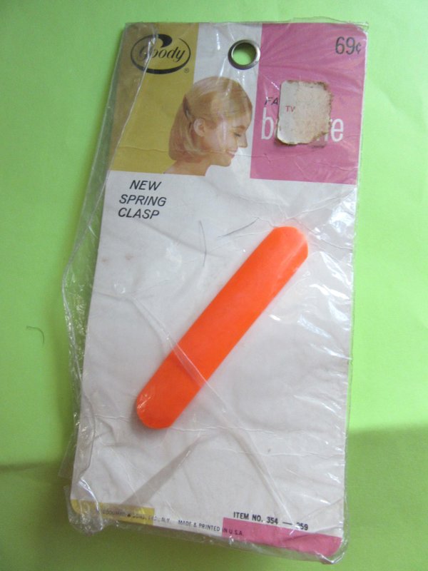 Vintage Mod Orange Barrette Original Package