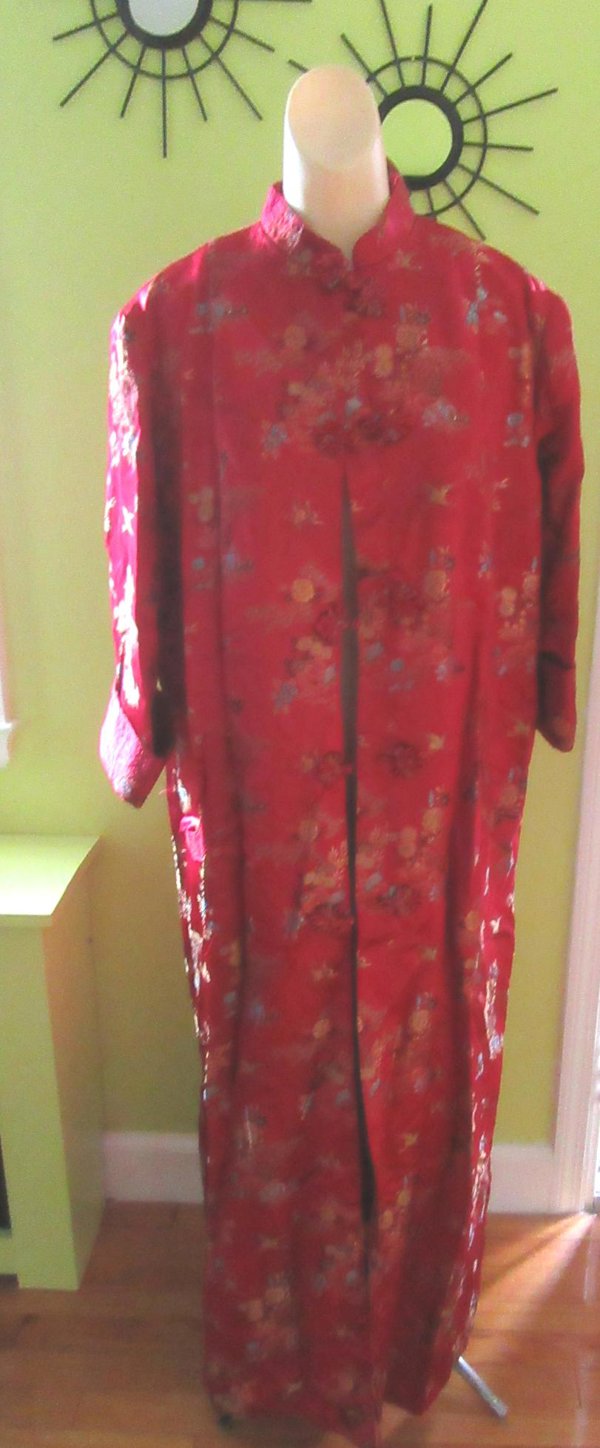 Vintage Chinese Red Satin Ladies Robe Vintage Clothing 