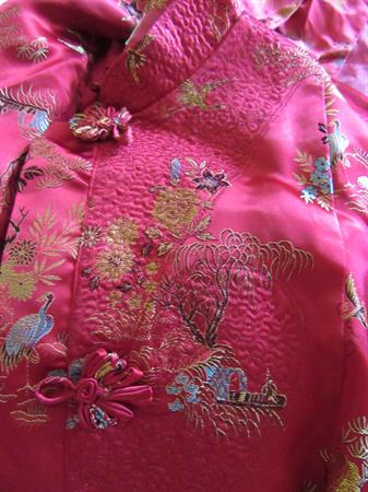 Vintage Chinese Satin Jacquard Full Length Ladies Robe or Jacket GORGEOUS Vintage Clothing 