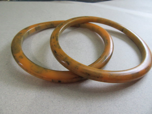 Vintage Bakelite Bangles AS IS Butterscotch Ink  