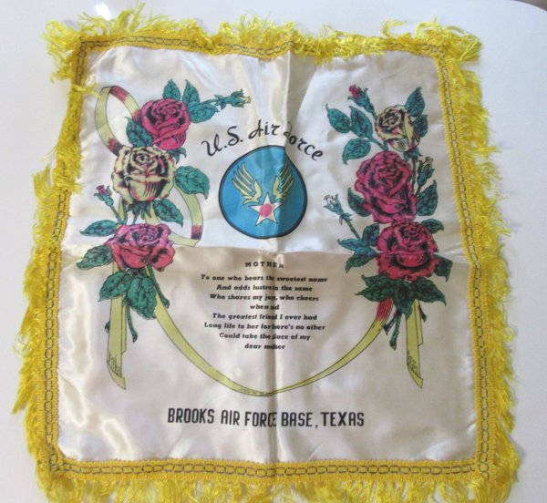 1950s Pillow Sham Brooks US Air Force Texas Military Memorabilia