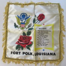 1950s Fort Polk Louisiana Pillow Sham Sweetheart Home Front Military Memorabilia