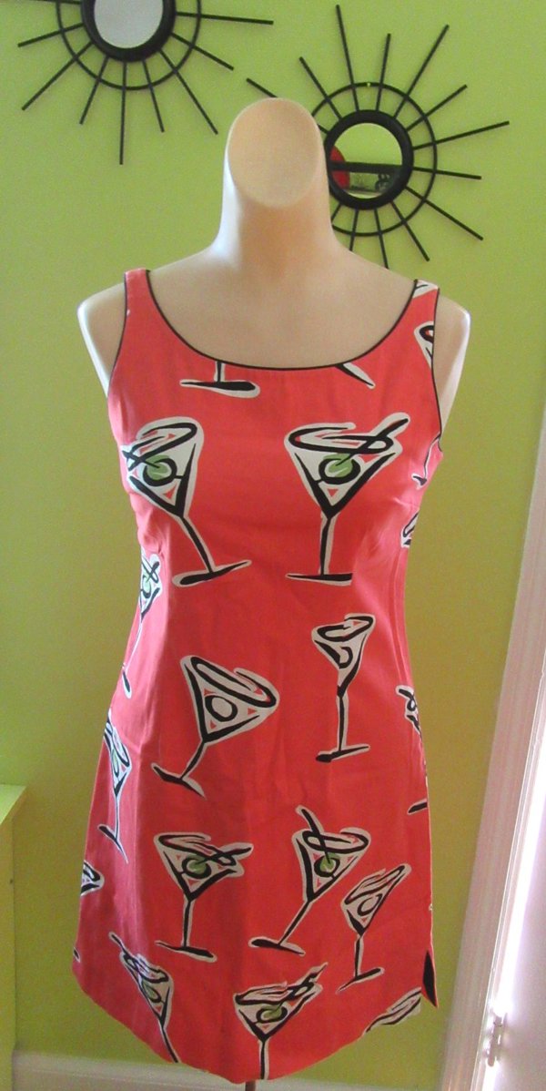Ladies Martini Graphics Cocktail Dress Mod Style 