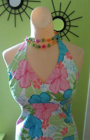Ladies Hibiscus Dress Hawaiian Style Tiki Luau 