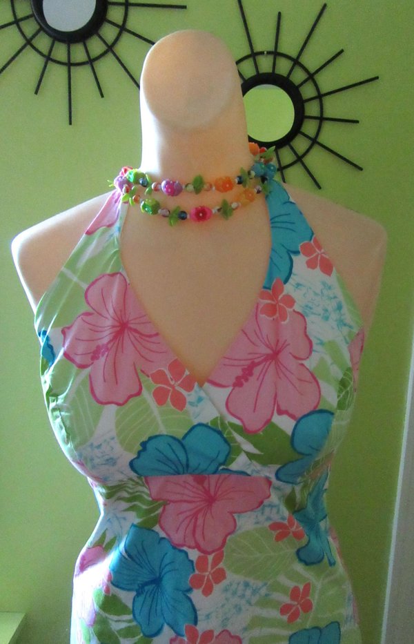 Ladies Hibiscus Dress Hawaiian Style Tiki Luau 