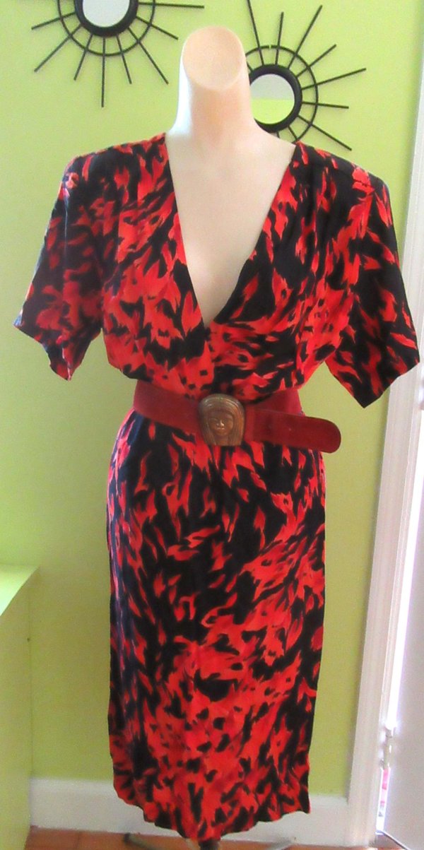 1980's Flames Dress "All That Jazz"  Vintage Clothing 