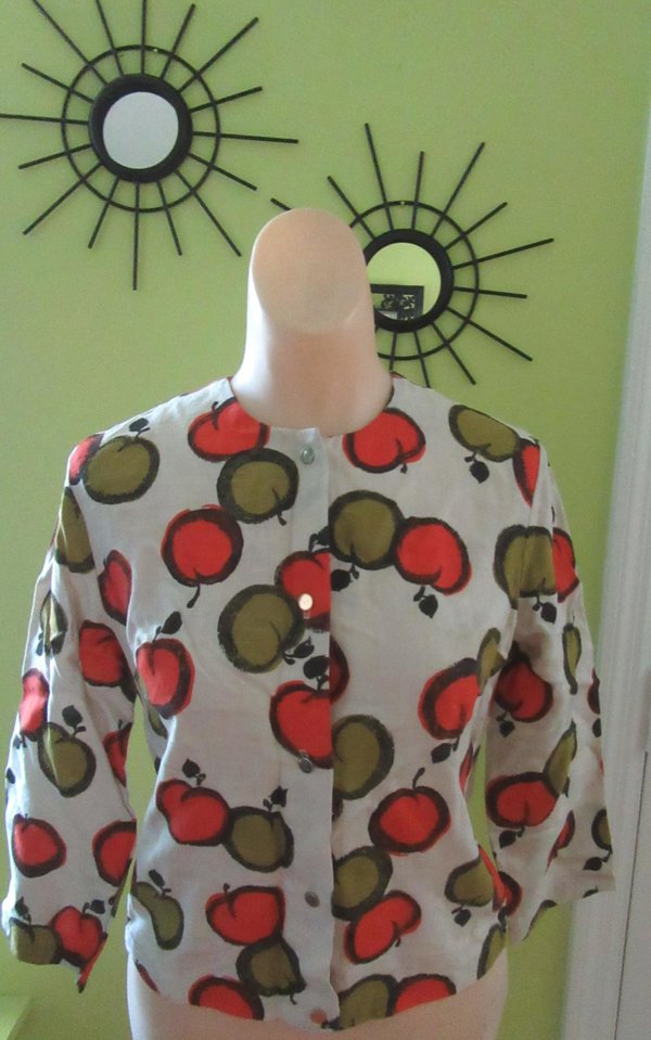 Ladies Vintage  Mod Apples Blouse Never Worn 