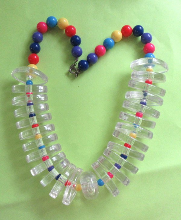 1980's Rainbow  Lucite Necklace Vintage Jewelry