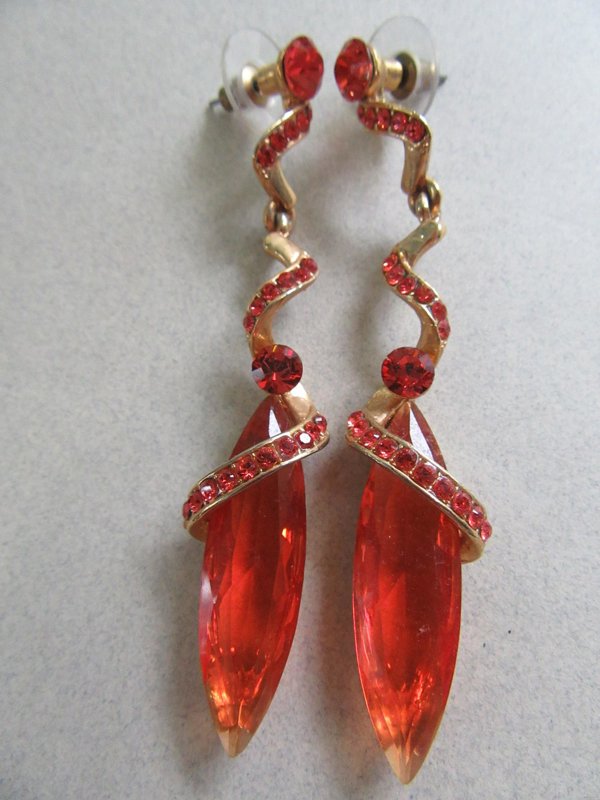 1980's Lucite Rhinestone Earrings Vintage Jewelry