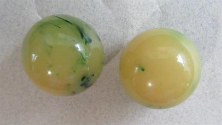 Bakelite Yellow Green Dome  Ball Pierced Earrings Old Stock Never Worn Vintage Costume Jewelry