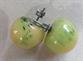 Bakelite Yellow Green Dome  Ball Pierced Earrings Old Stock Never Worn Vintage Costume Jewelry