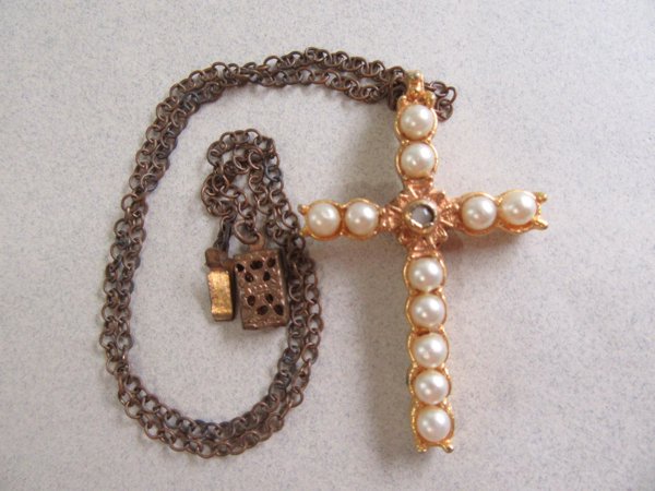 Vintage Stanhope Lord's Prayer Cross Necklace Christianity Religious 