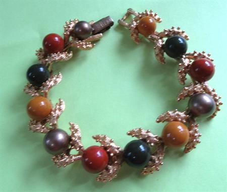 1950's Multi Color Abstract Ball Bracelet  Vintage Costume Jewelry Smaller Wrist