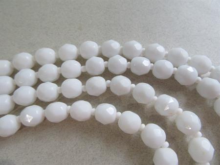 Long White Glass Necklace Vintage Jewelry Flapper Length