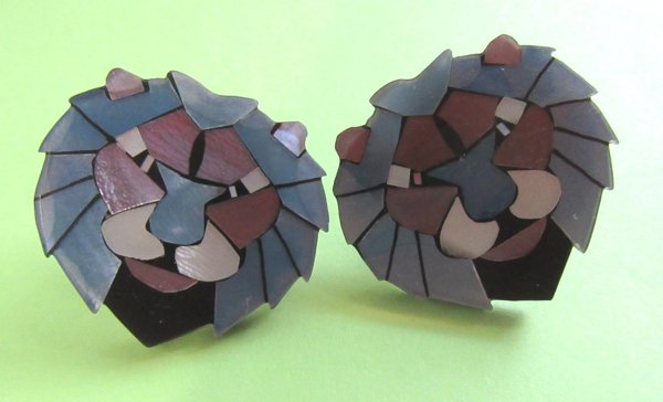 Vintage Lees Sands Lion Head Earrings August Leo Birthday