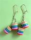 1960's Striped Lucite Barrel Pierced Earrings Rainbow Vintage Costume Jewelry