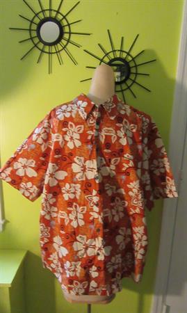 Pineapple Connection Men's Hibiscus Flower Hawaiian Style Cotton Shirt XL Tiki Luau Aloha