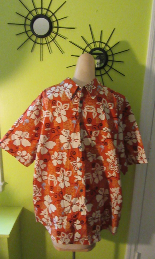 Men's Vintage Hawaiian Shirt Cotton Shirt XL 