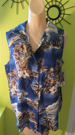 Hilo Hattie Sleeveless Rayon Blouse Never Worn Original Tags Hawaiian Tiki Luau Aloha Womens Clothing