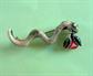 Anthropomorphic Smiling Snake Pin With Apple Serpent Viper Cobra Adam and Eve Garden of Eden Figural