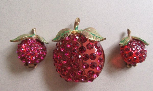 Vintage Forbidden Fruit Set Rhinestone 