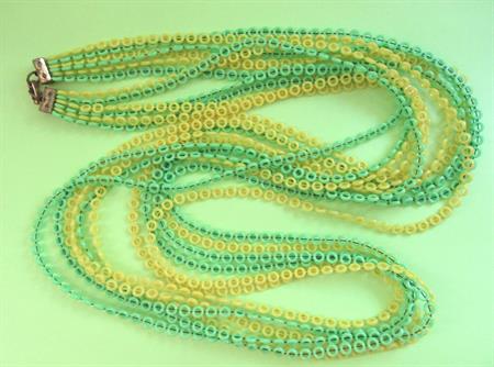 Mod 1960's Lime Green and Yellow Long Necklace Vintage Costume Jewelry '60's Accessories