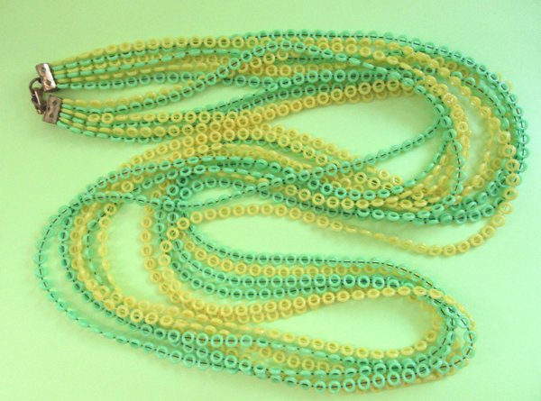Mod 1960's Lime Green Long Necklace Vintage Jewelry '60's Accessories