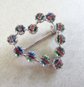 Vintage IRIS Striped Rhinestone Heart Pin Costume Jewelry I Love You Anniversary 