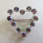 Vintage IRIS Striped Rhinestone Heart Pin Costume Jewelry I Love You Anniversary 