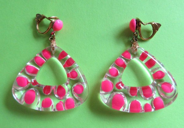 Mod 1960's Lucite Earrings Vintage Jewelry