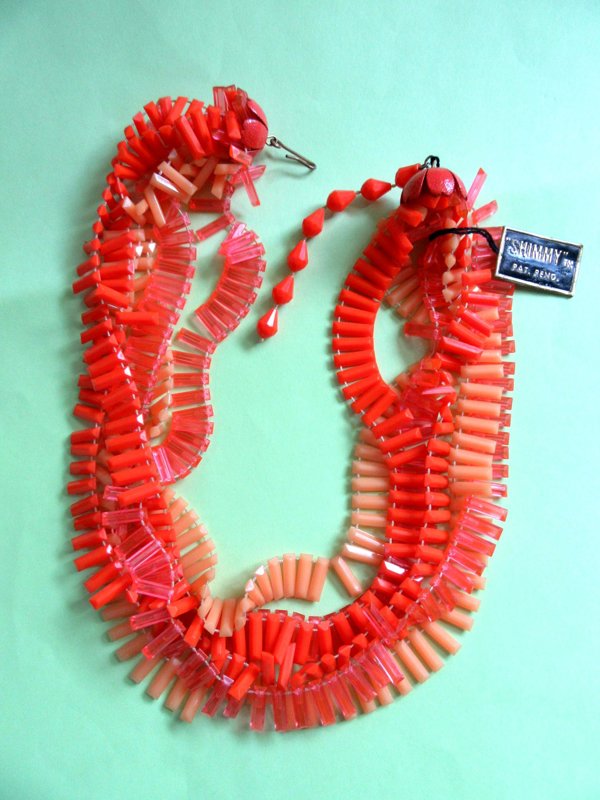 Vintage Mod Orange Choker Necklace Original Tag Never Worn 