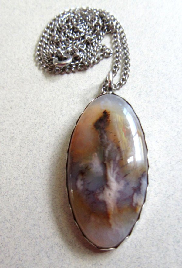 Vintage Sterling Silver Agate ? Necklace Fine Jewelry