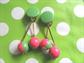 Mod 1960's Western Germany Clip On Ball Earrings Pink and Green '60's Accessories Twiggy Go Go