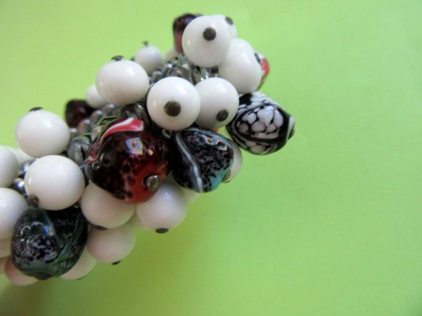 1950's Art Glass Bracelet Expandable Japan Vintage Jewelry